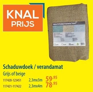 Promoties Schaduwdoek verandamat - Huismerk - Cevo - Geldig van 16/05/2024 tot 05/06/2024 bij Cevo Market