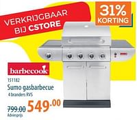 Promoties Sumo gasbarbecue 4 brandders rvs - Barbecook - Geldig van 16/05/2024 tot 05/06/2024 bij Cevo Market