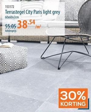 Promoties Terrastegel city paris light grey - Huismerk - Cevo - Geldig van 16/05/2024 tot 05/06/2024 bij Cevo Market