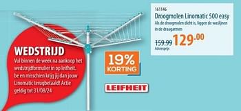 Promoties Droogmolen linomatic 500 easy - Leifheit - Geldig van 16/05/2024 tot 05/06/2024 bij Cevo Market