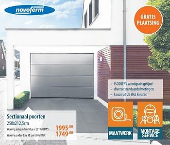 Promoties Sectionaal poorten - Novoferm - Geldig van 16/05/2024 tot 05/06/2024 bij Cevo Market