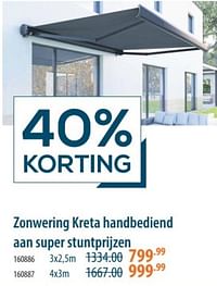 Zonwering kreta handbediend aan super stuntprijzen-Huismerk - Cevo