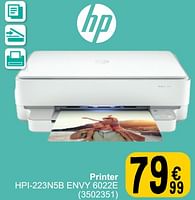 Promoties HP Printer hpi-223n5b envy 6022e - HP - Geldig van 21/05/2024 tot 03/06/2024 bij Cora