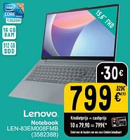 Promoties Lenovo notebook len-83em008fmb - Lenovo - Geldig van 21/05/2024 tot 03/06/2024 bij Cora
