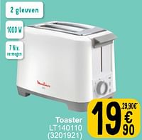 Promoties Moulinex toaster lt140110 - Moulinex - Geldig van 21/05/2024 tot 03/06/2024 bij Cora