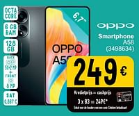 Promoties Oppo smartphone a58 - Oppo - Geldig van 21/05/2024 tot 03/06/2024 bij Cora