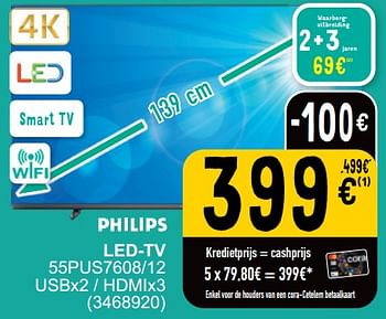Promoties Philips led tv 55pus7608-12 usbx2 hdmix3 - Philips - Geldig van 21/05/2024 tot 03/06/2024 bij Cora