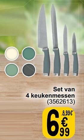 Promoties Set van 4 keukenmessen - Huismerk - Cora - Geldig van 21/05/2024 tot 03/06/2024 bij Cora