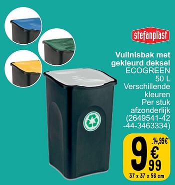 Promoties Vuilnisbak met gekleurd deksel ecogreen - Stefanplast - Geldig van 21/05/2024 tot 03/06/2024 bij Cora