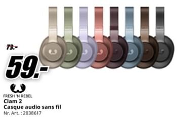 Promotions Clam 2 casque audio sans fil - Fresh 'n Rebel - Valide de 20/05/2024 à 02/06/2024 chez Media Markt