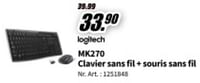 Promotions Mk270 clavier sans fil + souris sans fil - Logitech - Valide de 20/05/2024 à 02/06/2024 chez Media Markt
