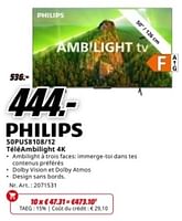 Promotions Philips 50pus8108-12 teléambilight 4k - Philips - Valide de 20/05/2024 à 02/06/2024 chez Media Markt