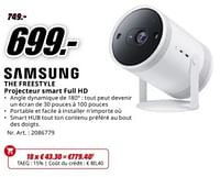 Promotions Samsung the freestyle projecteur smart full hd - Samsung - Valide de 20/05/2024 à 02/06/2024 chez Media Markt