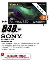 Promotions Sony kd55x85laep télé uhd 4k - Sony - Valide de 20/05/2024 à 02/06/2024 chez Media Markt
