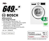 Promotions Bosch wgg24403fg lave-linge frontal - Bosch - Valide de 20/05/2024 à 02/06/2024 chez Media Markt