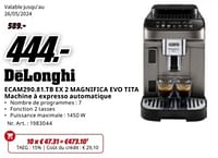 Promotions Delonghi ecam290.81.tb ex 2 magnifica evo tita machine à expresso automatique - Delonghi - Valide de 20/05/2024 à 02/06/2024 chez Media Markt