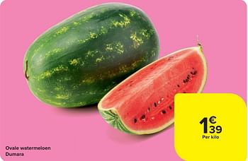 Promoties Ovale watermeloen dumara - Huismerk - Carrefour  - Geldig van 22/05/2024 tot 25/05/2024 bij Carrefour