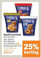 Promoties Elephant pretzels zeezout - Elephant - Geldig van 20/05/2024 tot 26/05/2024 bij Albert Heijn