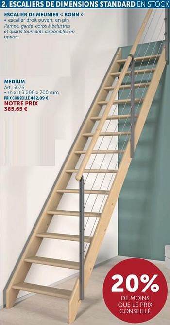 Promotions Escalier de meunier bonn medium - Produit maison - Zelfbouwmarkt - Valide de 21/05/2024 à 17/06/2024 chez Zelfbouwmarkt