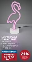 Promotions Lampe de table flamant rose - Produit maison - Zelfbouwmarkt - Valide de 21/05/2024 à 17/06/2024 chez Zelfbouwmarkt