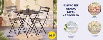Promoties Bistroset genoa tafel + 2 stoelen - Huismerk - Supra Bazar - Geldig van 16/05/2024 tot 30/06/2024 bij Supra Bazar