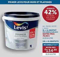 Promotions Primer levis pour murs et plafonds - Levis - Valide de 21/05/2024 à 17/06/2024 chez Zelfbouwmarkt