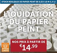 Promotions Stock rouleaux de papier pein - Produit maison - Zelfbouwmarkt - Valide de 21/05/2024 à 17/06/2024 chez Zelfbouwmarkt