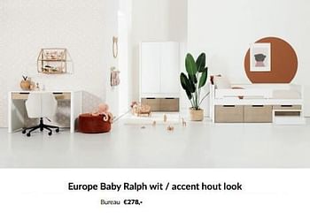 Promoties Europe baby ralph wit - accent hout look bureau - Europe baby - Geldig van 14/05/2024 tot 10/06/2024 bij BabyPark