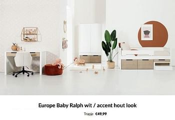 Promoties Europe baby ralph wit - accent hout look trapje - Europe baby - Geldig van 14/05/2024 tot 10/06/2024 bij BabyPark