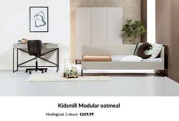 Promoties Kidsmill modular oatmeal kledingkast 2-deurs - Kidsmill - Geldig van 14/05/2024 tot 10/06/2024 bij BabyPark
