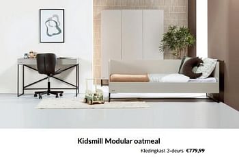 Promoties Kidsmill modular oatmeal kledingkast 3-deurs - Kidsmill - Geldig van 14/05/2024 tot 10/06/2024 bij BabyPark