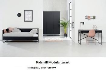 Promoties Kidsmill modular zwart kledingkast 2-deurs - Kidsmill - Geldig van 14/05/2024 tot 10/06/2024 bij BabyPark