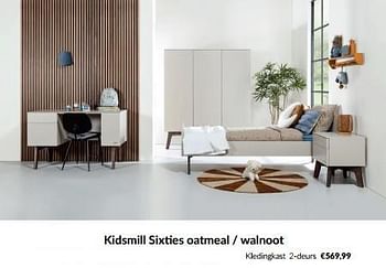 Promoties Kidsmill sixties oatmeal - walnoot kledingkast 2-deurs - Kidsmill - Geldig van 14/05/2024 tot 10/06/2024 bij BabyPark