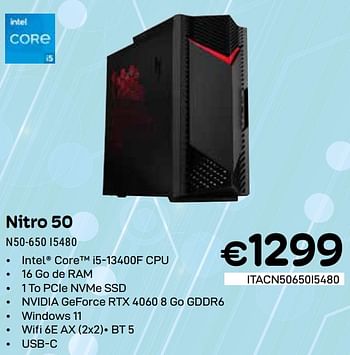 Promotions Acer nitro 50 n50-650 i5480 - Acer - Valide de 01/05/2024 à 31/05/2024 chez Compudeals