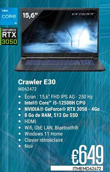 Promotions Erazer crawler e30 md62472 - Erazer - Valide de 01/05/2024 à 31/05/2024 chez Compudeals