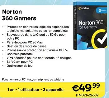 Promotions Norton 360 gamers - Norton - Valide de 01/05/2024 à 31/05/2024 chez Compudeals