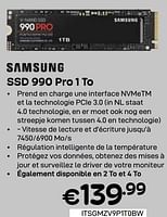 Promotions Samsung ssd 990 pro 1 to - Samsung - Valide de 01/05/2024 à 31/05/2024 chez Compudeals