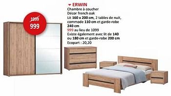 Promotions Erwin chambre à coucher - Produit maison - Weba - Valide de 17/05/2024 à 27/06/2024 chez Weba