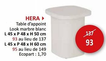 Promotions Hera table d’appoint - Produit maison - Weba - Valide de 17/05/2024 à 27/06/2024 chez Weba