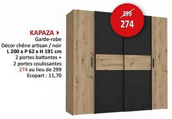 Promotions Kapaza garde-robe - Produit maison - Weba - Valide de 17/05/2024 à 27/06/2024 chez Weba