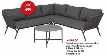 Promotions Parco salon lounge avec table de salon - Produit maison - Weba - Valide de 17/05/2024 à 27/06/2024 chez Weba