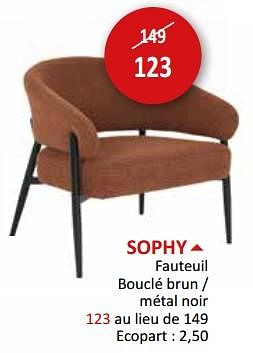 Promotions Sophy fauteuil - Produit maison - Weba - Valide de 17/05/2024 à 27/06/2024 chez Weba