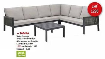 Promotions Tampa salon lounge avec table de salon aluminium anthracite - Produit maison - Weba - Valide de 17/05/2024 à 27/06/2024 chez Weba