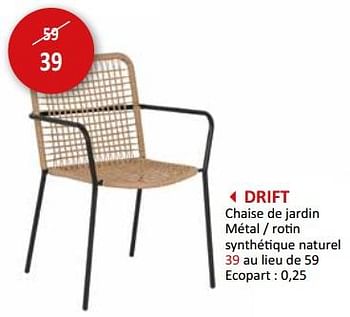 Promotions Drift chaise de jardin - Produit maison - Weba - Valide de 17/05/2024 à 27/06/2024 chez Weba