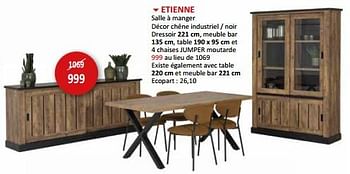 Promotions Etienne salle à manger - Produit maison - Weba - Valide de 17/05/2024 à 27/06/2024 chez Weba