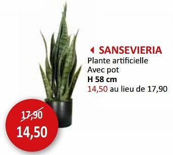 Promotions Sansevieria plante artificielle - Produit maison - Weba - Valide de 17/05/2024 à 27/06/2024 chez Weba