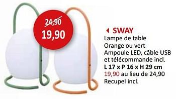 Promotions Sway lampe de table - Produit maison - Weba - Valide de 17/05/2024 à 27/06/2024 chez Weba