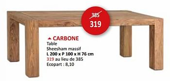 Promotions Carbone table - Produit maison - Weba - Valide de 17/05/2024 à 27/06/2024 chez Weba