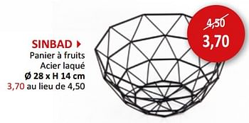 Promotions Sinbad panier à fruits - Produit maison - Weba - Valide de 17/05/2024 à 27/06/2024 chez Weba
