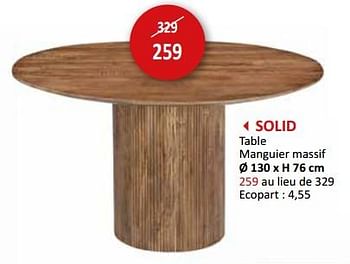 Promotions Solid table - Produit maison - Weba - Valide de 17/05/2024 à 27/06/2024 chez Weba